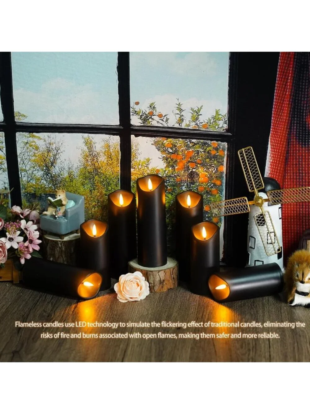 Battery Operated Flickering LED Candles Set of 24 with Remote & Timer